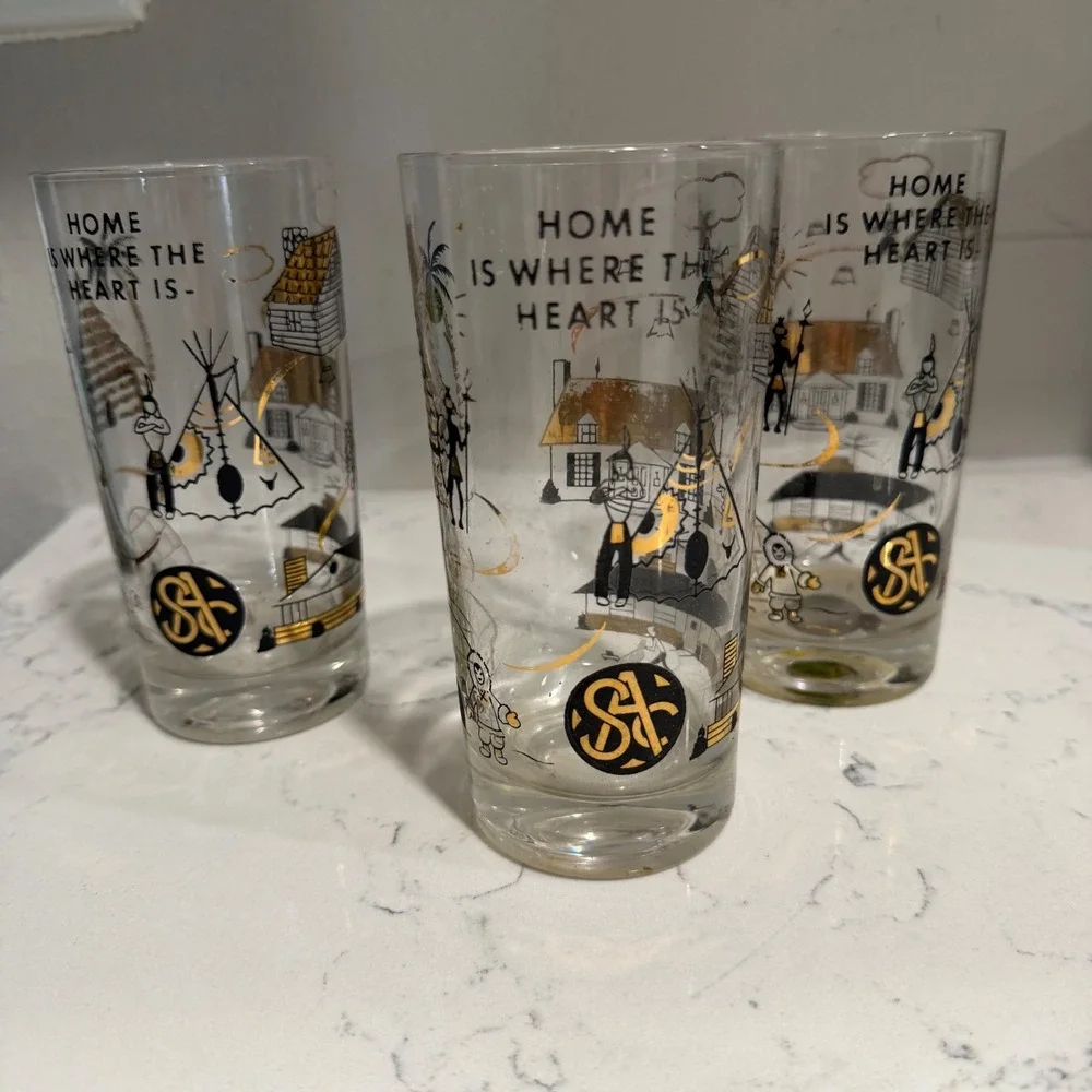 Set of 3 - Vintage - MCM Glass Tumblers